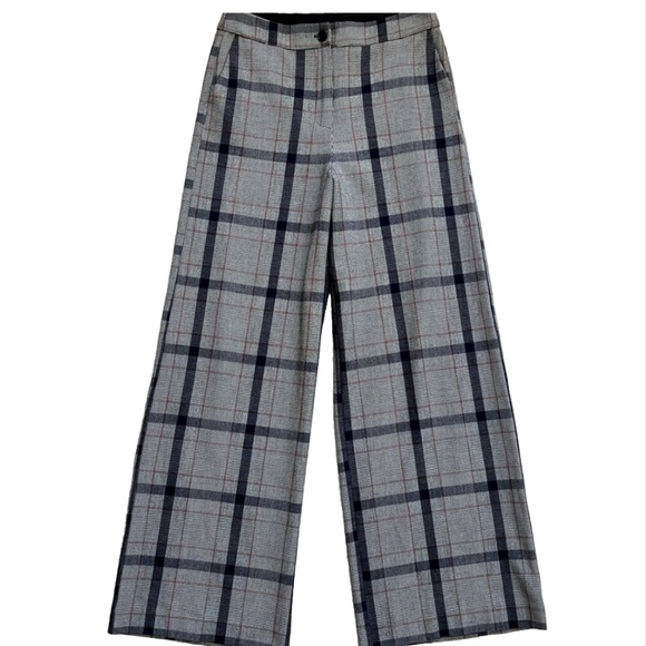 Stella Nova Pants - STELLA NOVA WOMENS NAVY PLAID WIDE LEG PANTS SIZE 36 or SMALL CONTEMPORARY